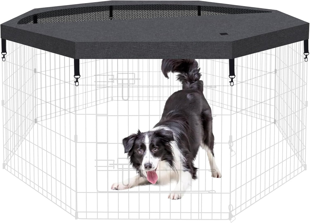 8-Panel Foldable Metal Pet Playpen with Bottom Pad & Cover