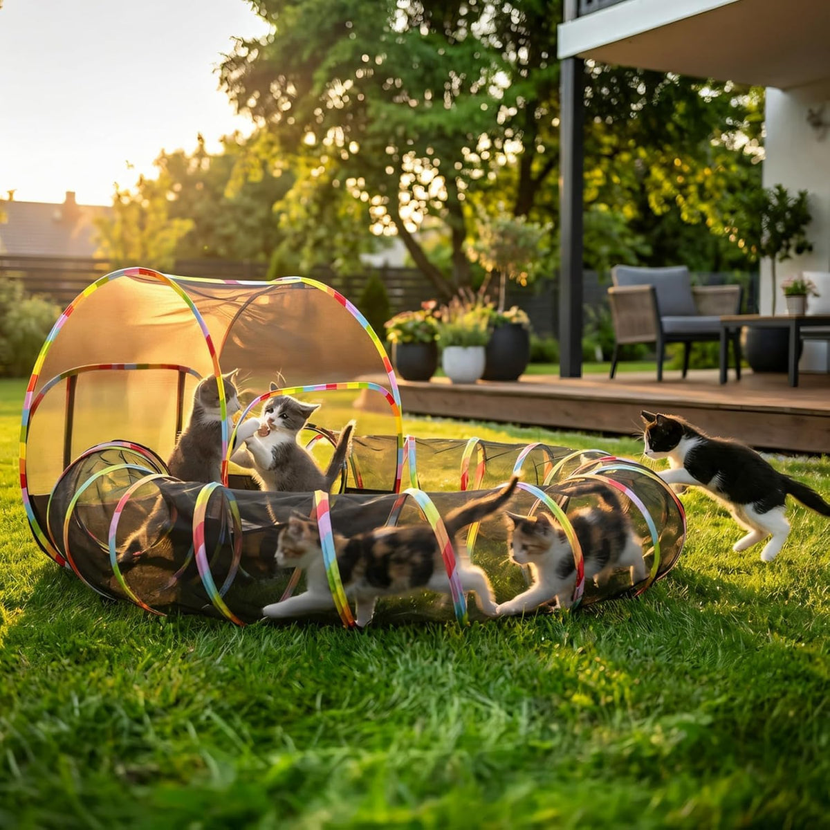 Outdoor Cat Enclosure Playground with Interactive Play Ball