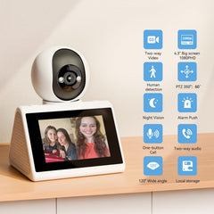 1080P Pet Security Camera with 4.3" Screen & Motion Detection