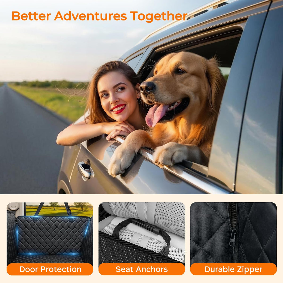 Waterproof Heavy-Duty Dog Car Seat Cover & Hammock for SUVs