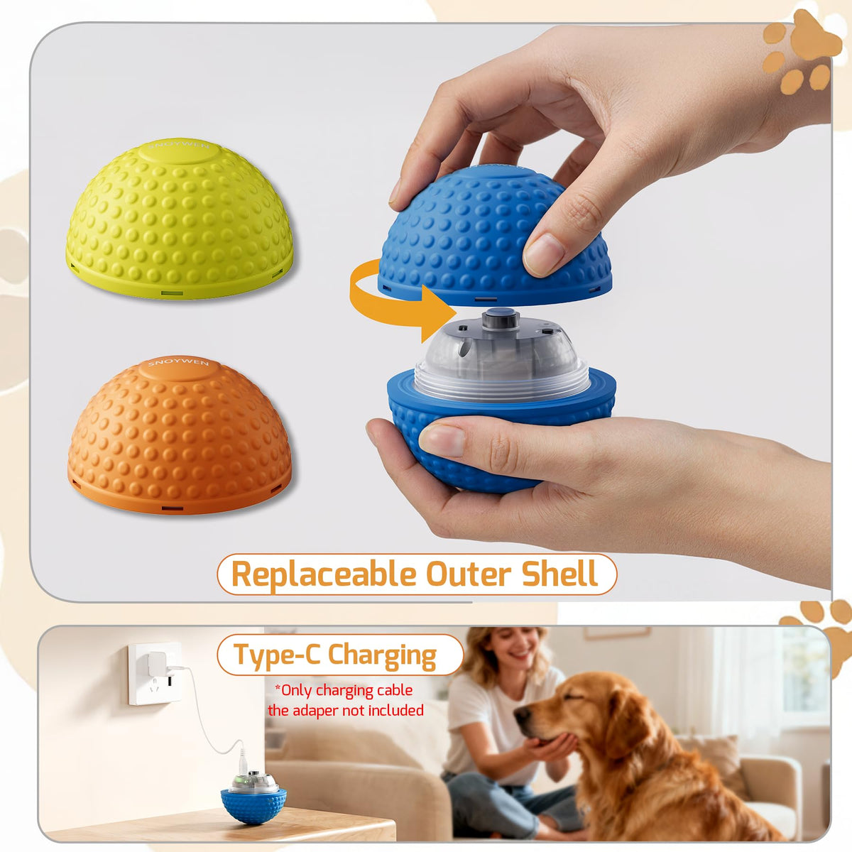 Interactive Automatic Dog Ball Toy, IPX7 Waterproof & Rechargeable
