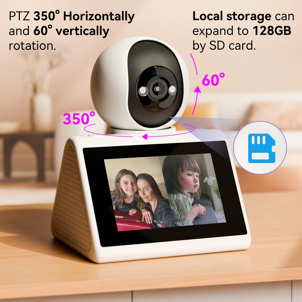 1080P Pet Security Camera with 4.3" Screen & Motion Detection