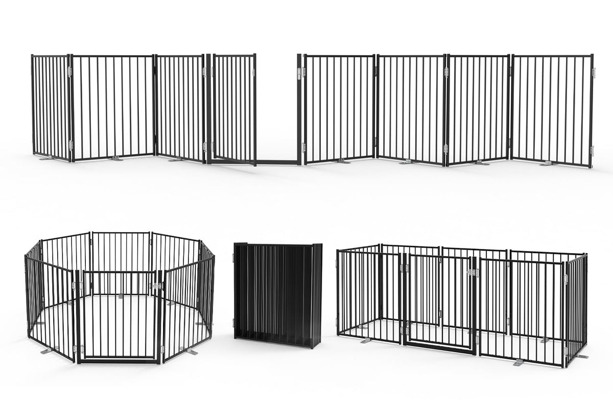 Freestanding Dog Safety Gate with Door for Indoor & Outdoor Use