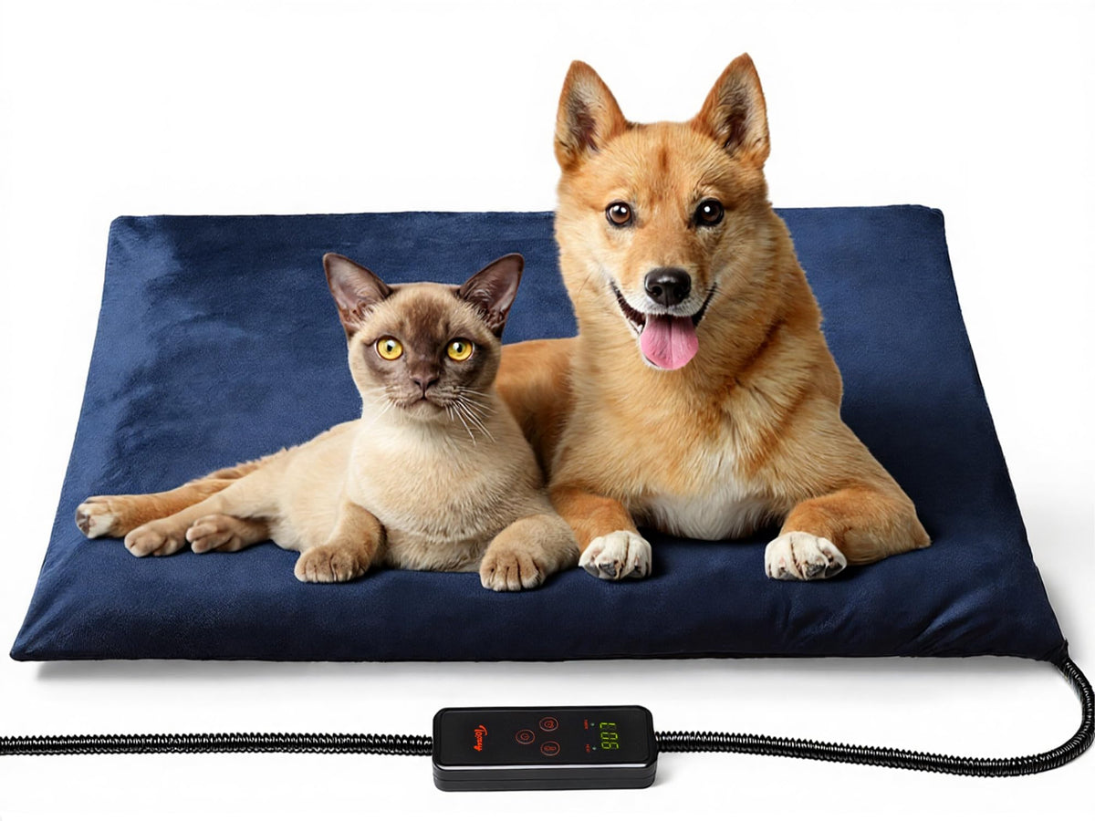 Pet Heating Pad with 6 Temperature Levels & Timer for Dogs & Cats