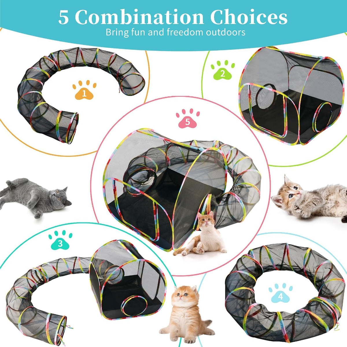 Outdoor Cat Enclosure Playground with Interactive Play Ball