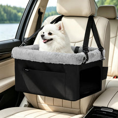 Deluxe Small Dog Booster Car Seat with Metal Frame & Safety Leash