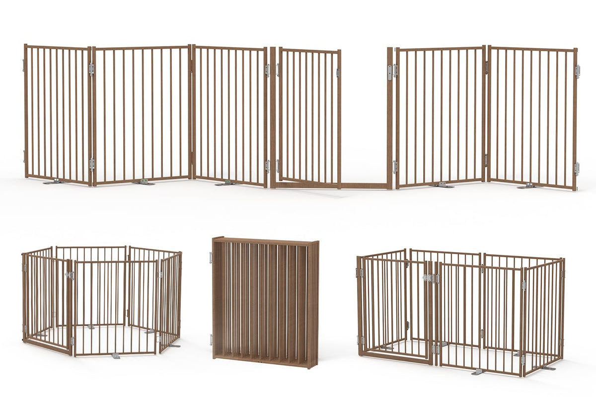 Freestanding Dog Safety Gate with Door for Indoor & Outdoor Use