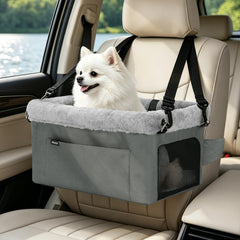 Deluxe Small Dog Booster Car Seat with Metal Frame & Safety Leash