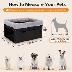 Deluxe Small Dog Booster Car Seat with Metal Frame & Safety Leash