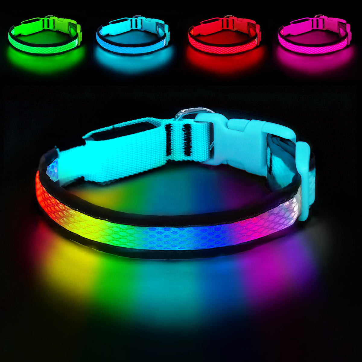 Rechargeable LED Dog Collar for Night Walking & Visibility