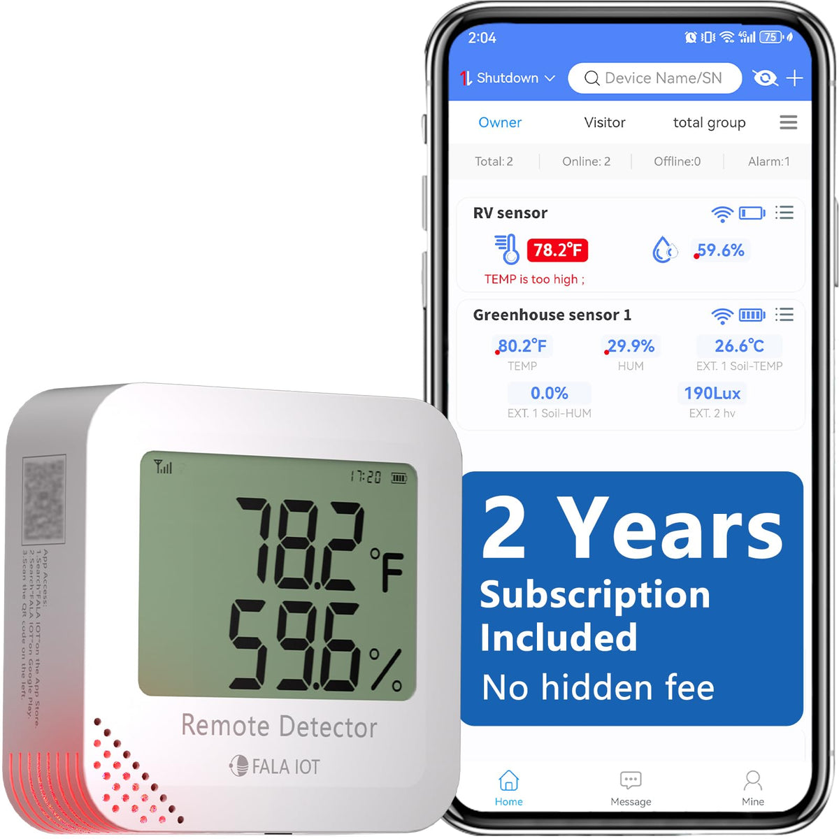4G Remote Pet Temperature & Humidity Monitor with App Alerts
