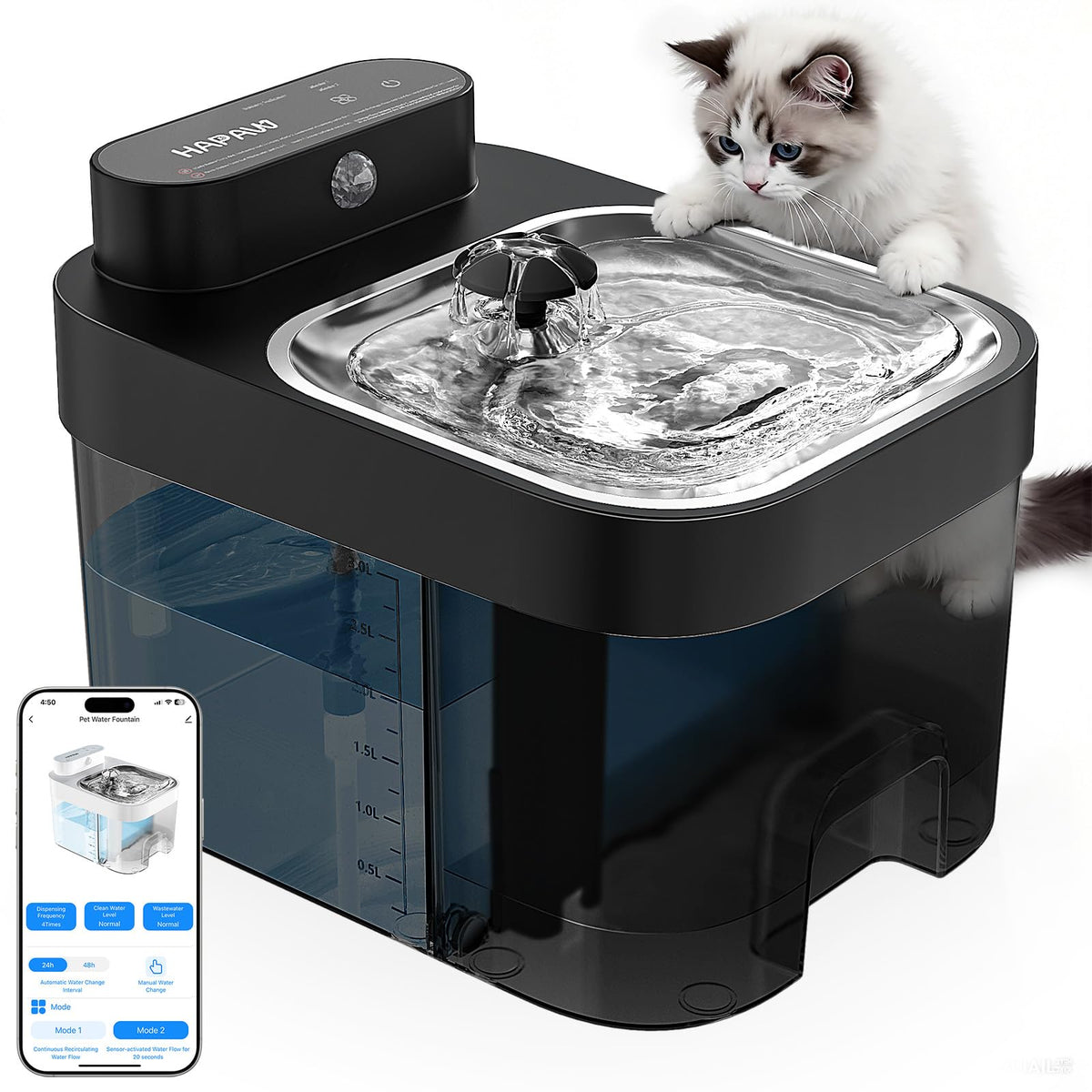 Smart Wireless Cat Water Fountain with App Monitoring & 3L Capacity