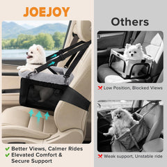Deluxe Small Dog Booster Car Seat with Metal Frame & Safety Leash