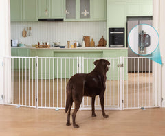 Freestanding Dog Safety Gate with Door for Indoor & Outdoor Use