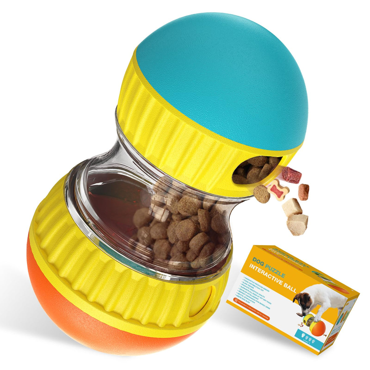 Interactive Dog Treat Dispenser Ball Toy for Mental Stimulation