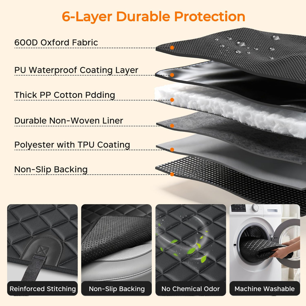 Waterproof Heavy-Duty Dog Car Seat Cover & Hammock for SUVs
