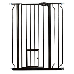 Extra-Wide Pressure-Mounted Pet Safety Gate with Small Pet Door