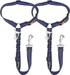 2-Pack Dog Car Seat Belt with Adjustable Bungee for Safe Travel