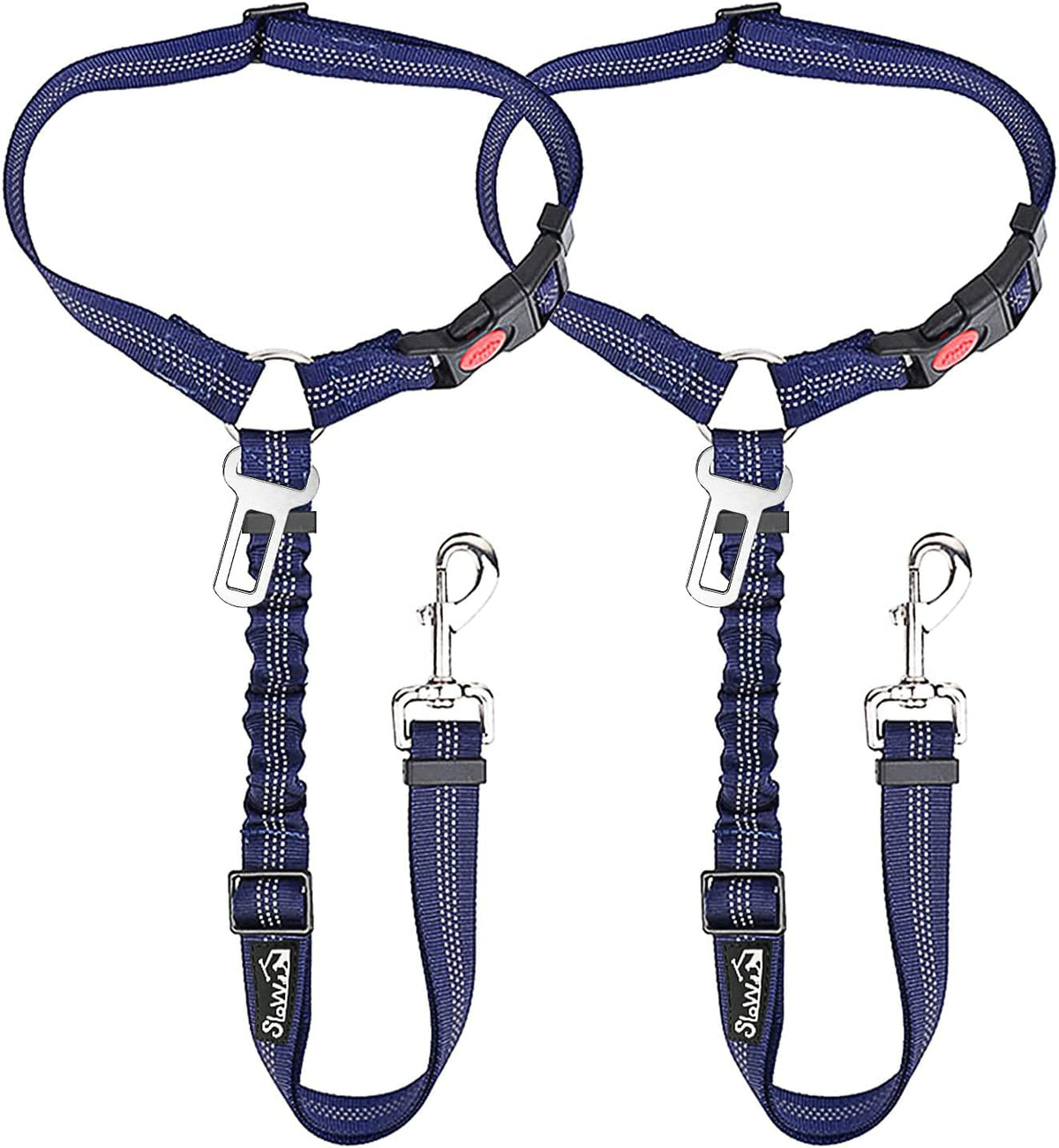 2-Pack Dog Car Seat Belt with Adjustable Bungee for Safe Travel
