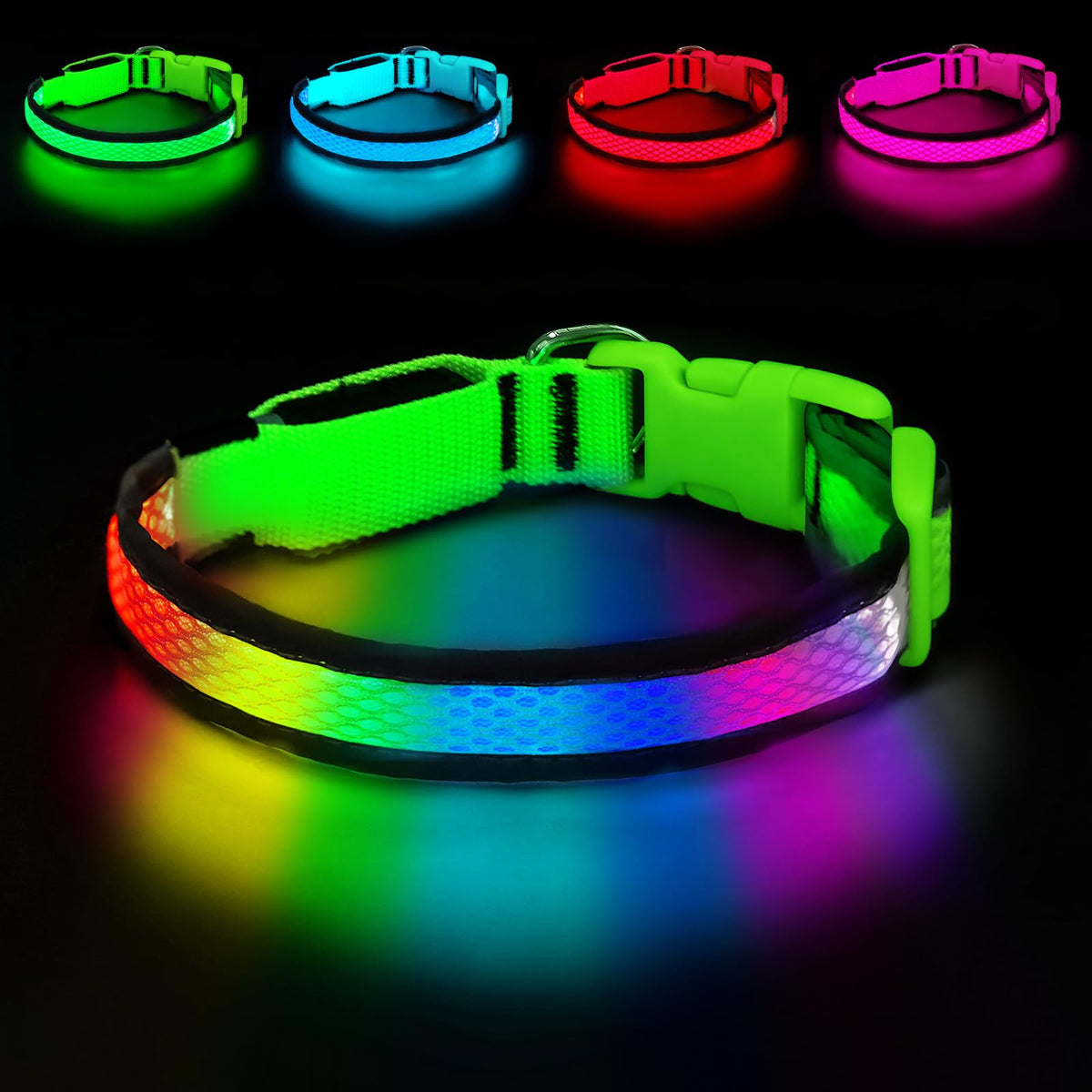 Rechargeable LED Dog Collar for Night Walking & Visibility