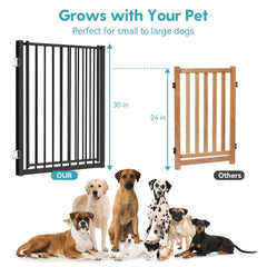 Freestanding Dog Safety Gate with Door for Indoor & Outdoor Use