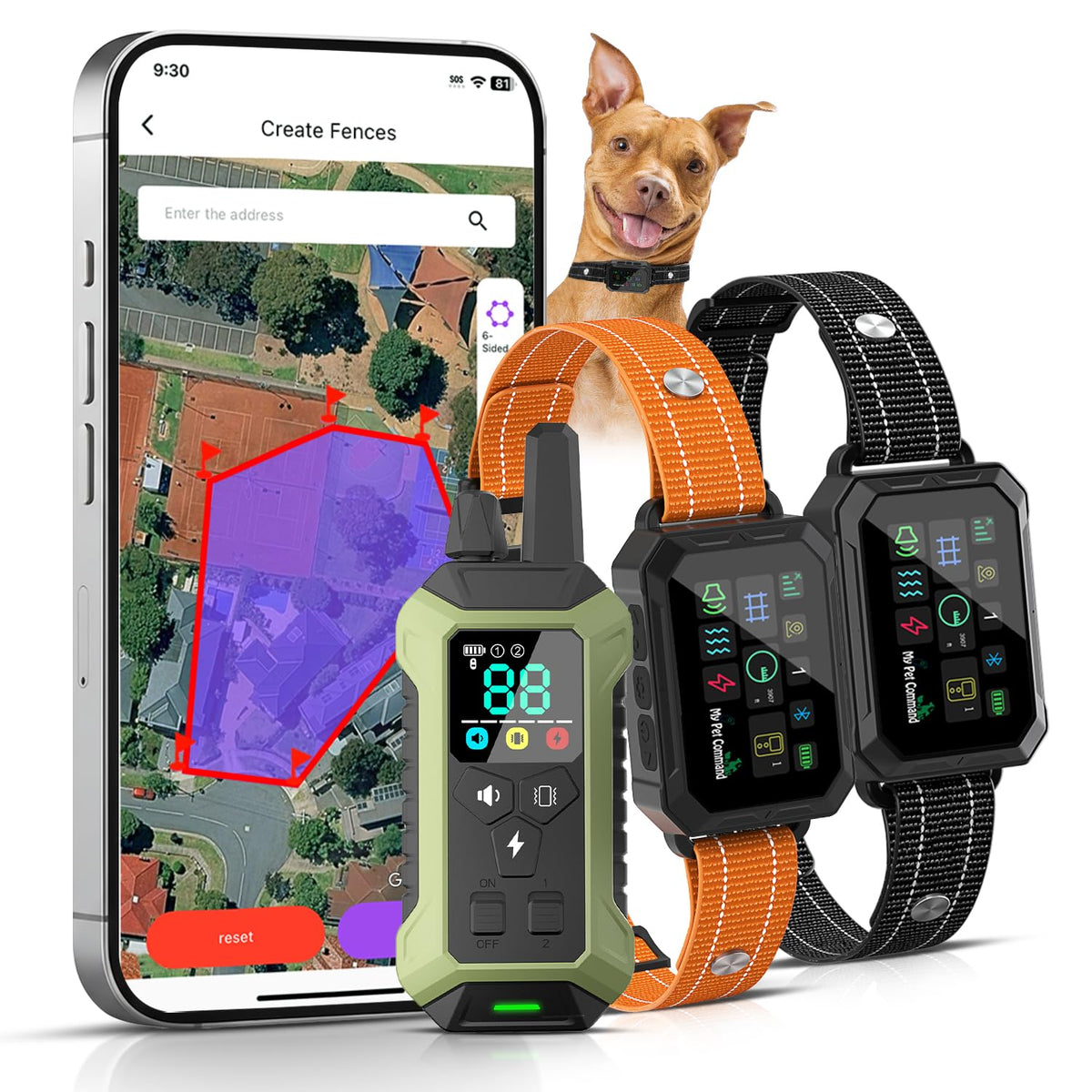 Smart Wireless GPS Dog Fence & Training Collar with App Control