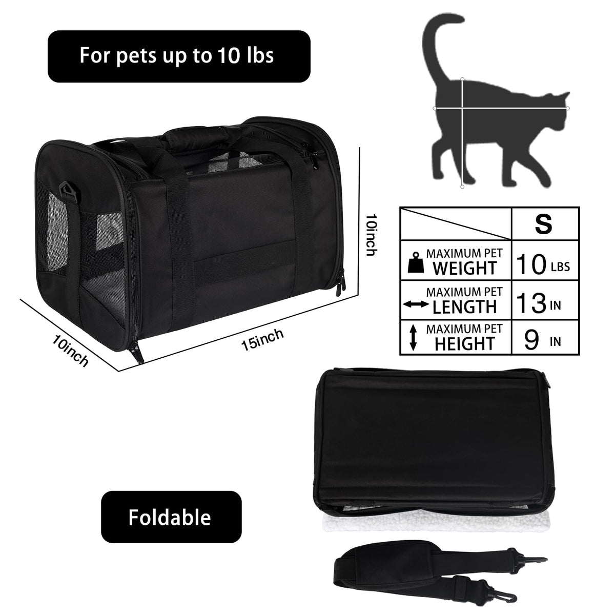 Airline-Approved Breathable Pet Carrier for Cats & Small Dogs