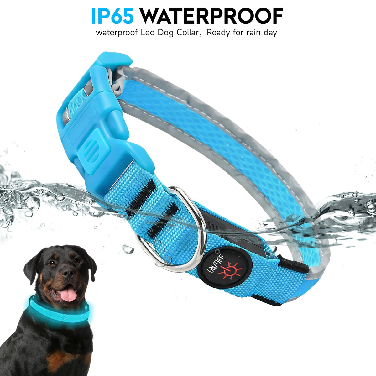 Rechargeable LED Dog Collar for Night Walking & Visibility
