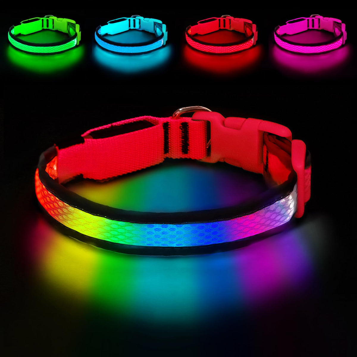 Rechargeable LED Dog Collar for Night Walking & Visibility