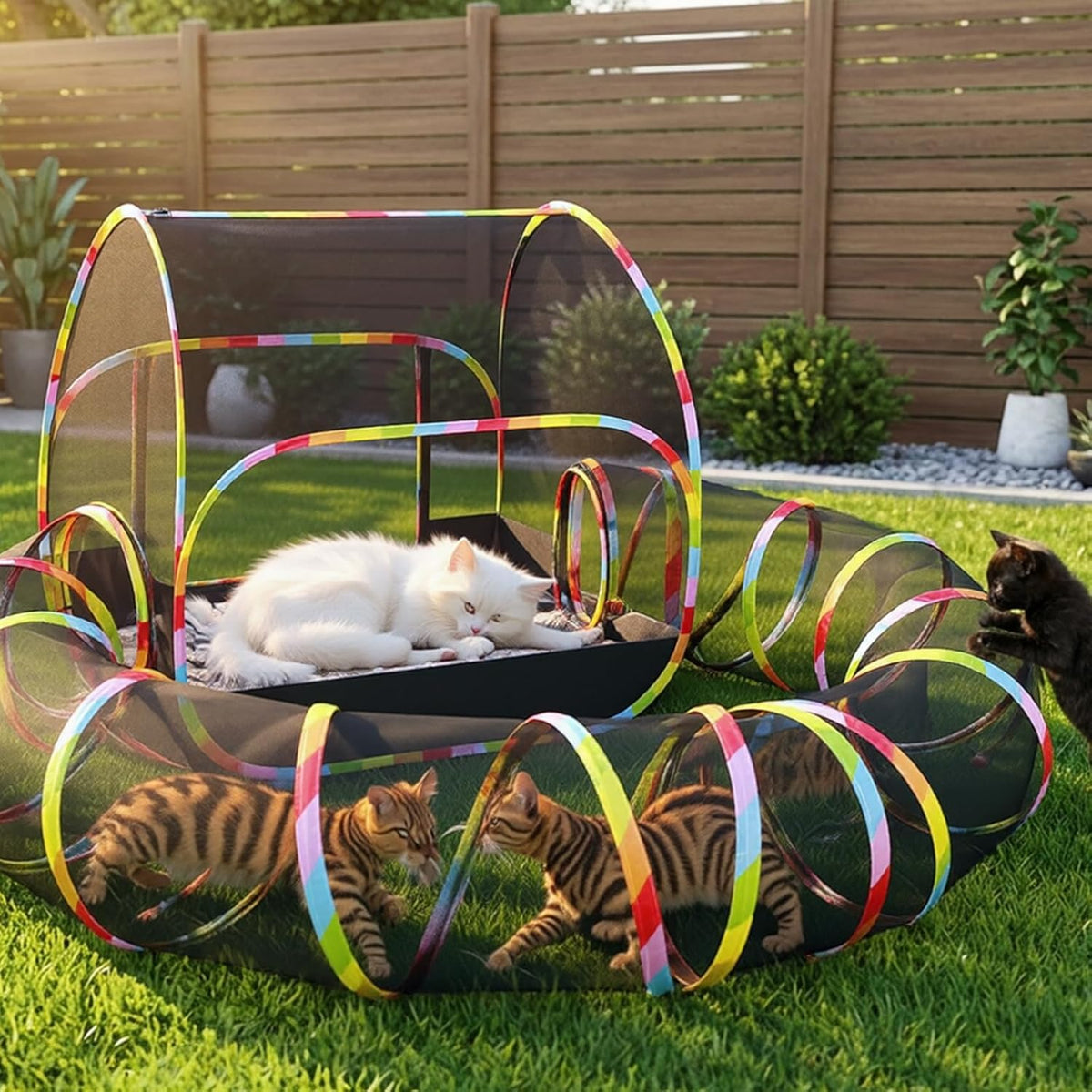 Outdoor Cat Enclosure Playground with Interactive Play Ball