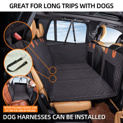 Hard-Bottom Dog Car Seat Cover & Back Seat Extender for Travel