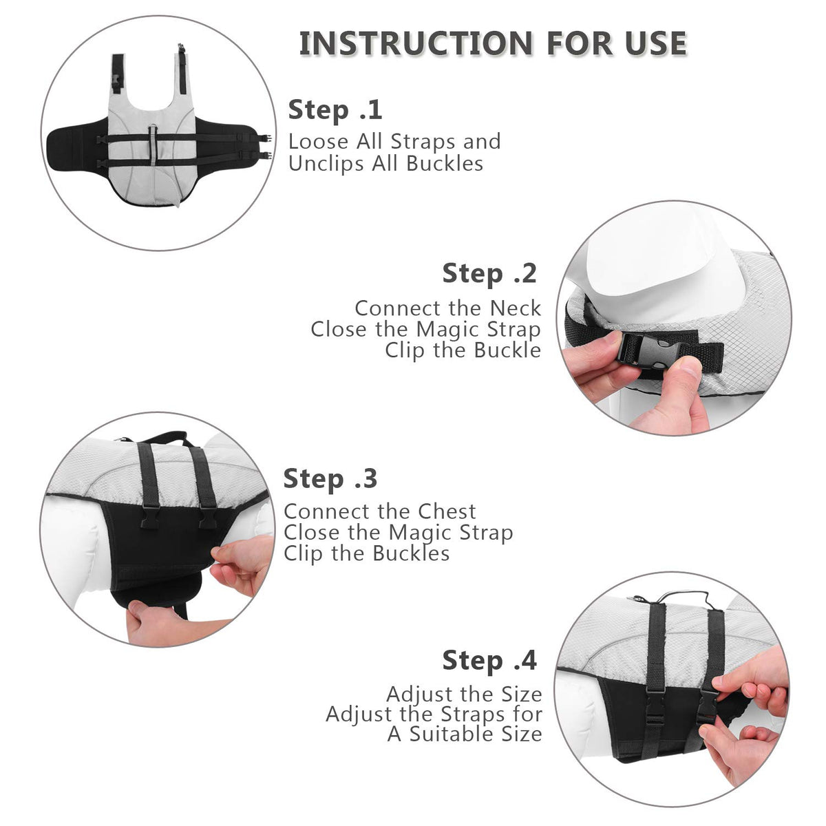 Ripstop Shark Dog Life Jacket for Small & Medium Dogs