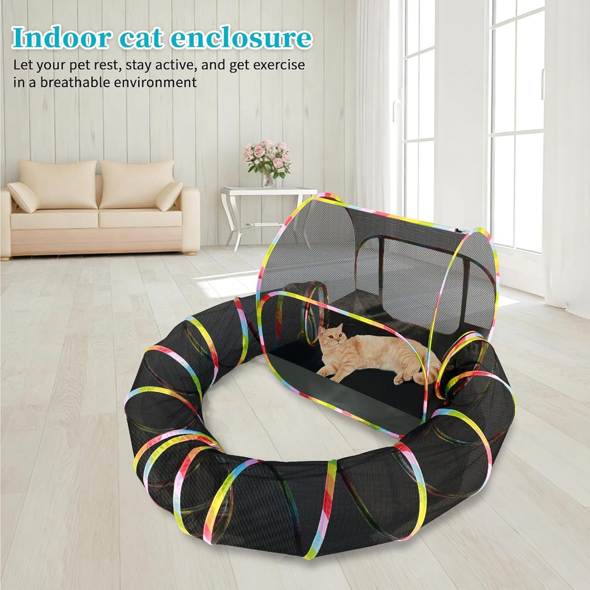 Outdoor Cat Enclosure Playground with Interactive Play Ball