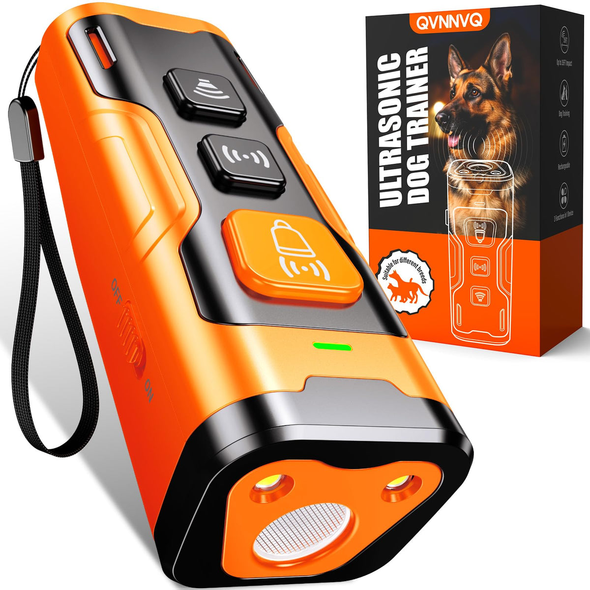 Ultrasonic Dog Bark Deterrent with 4 Modes & 50ft Range