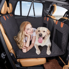 Hard-Bottom Dog Car Seat Cover & Back Seat Extender for Travel