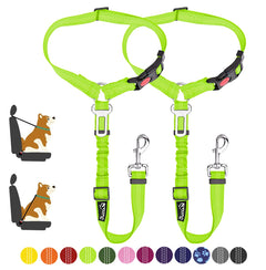 2-Pack Dog Car Seat Belt with Adjustable Bungee for Safe Travel