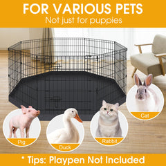 8-Panel Foldable Metal Pet Playpen with Bottom Pad & Cover