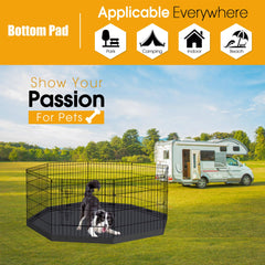 8-Panel Foldable Metal Pet Playpen with Bottom Pad & Cover