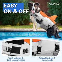 Shark Dog Life Jacket & Swim Vest for Water Safety