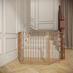 Freestanding Dog Safety Gate with Door for Indoor & Outdoor Use