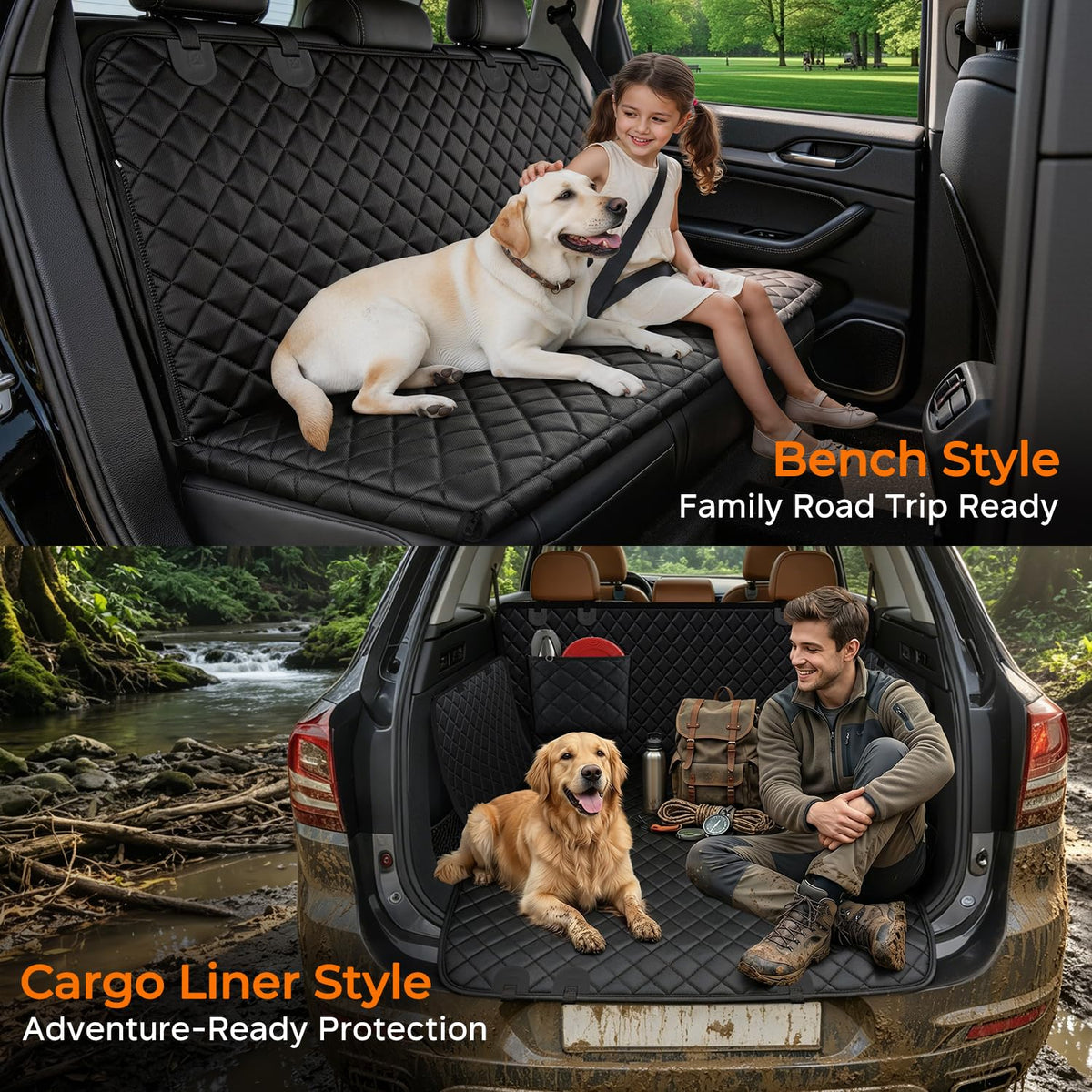 Waterproof Heavy-Duty Dog Car Seat Cover & Hammock for SUVs