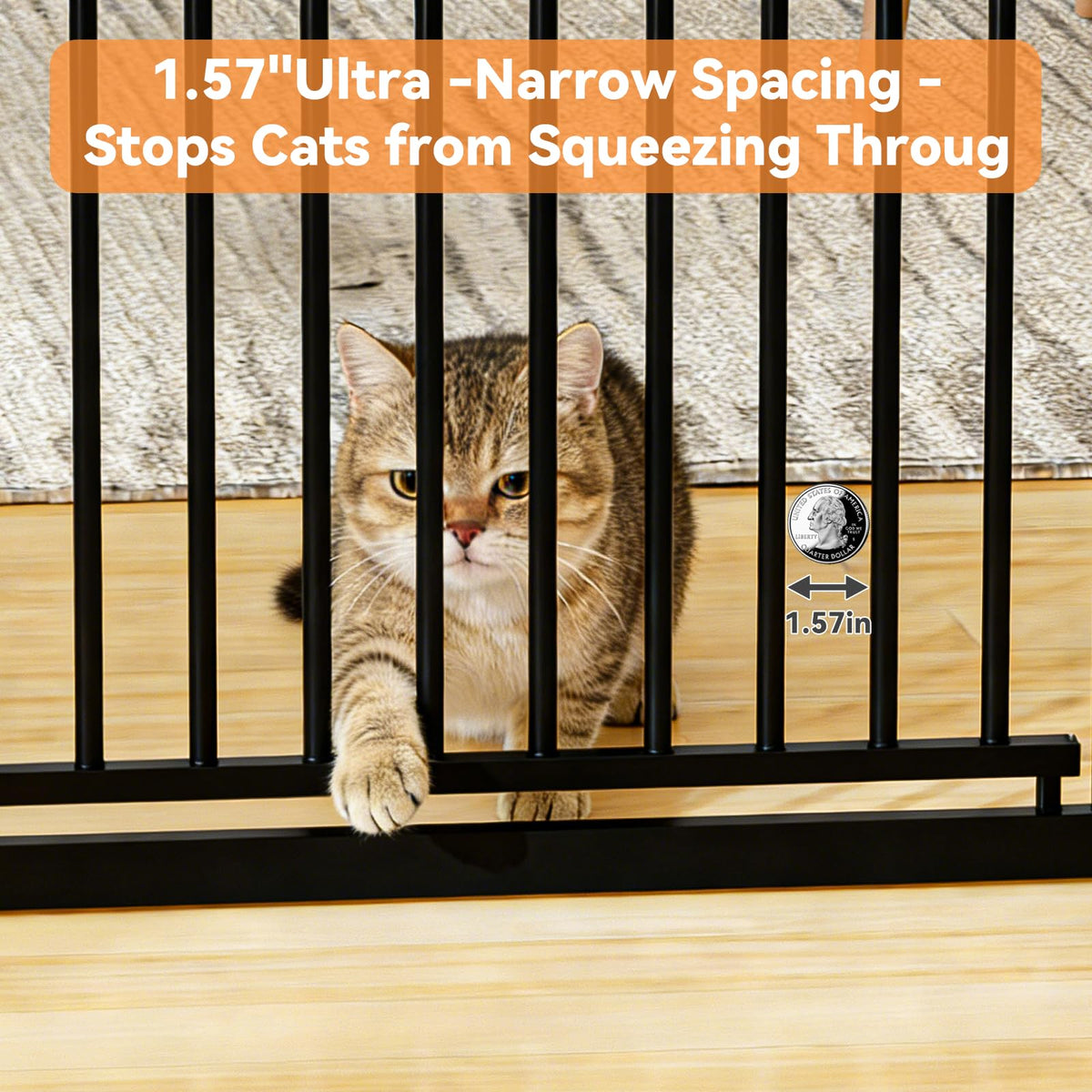 Extra-Tall Pressure-Mounted Metal Pet Safety Gate for Cats & Dogs