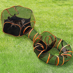 Portable Outdoor Cat Playpen with Tent, Cube & Tunnel Enclosure