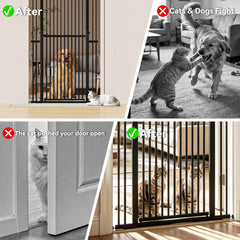 Extra-Tall Pressure-Mounted Metal Pet Safety Gate for Cats & Dogs
