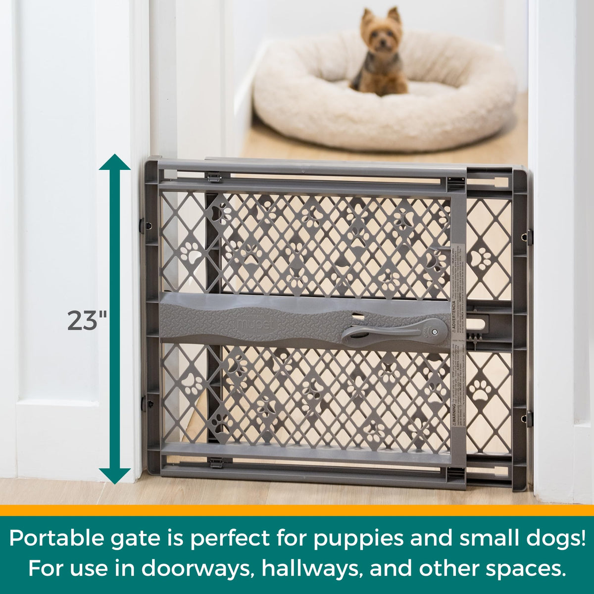 Portable Expandable Pressure-Mounted Pet Gate for Doorways