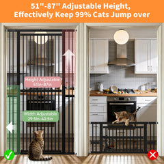 Extra-Tall Pressure-Mounted Metal Pet Safety Gate for Cats & Dogs