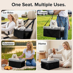 Deluxe Small Dog Booster Car Seat with Metal Frame & Safety Leash