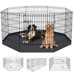 8-Panel Foldable Metal Pet Playpen with Bottom Pad & Cover