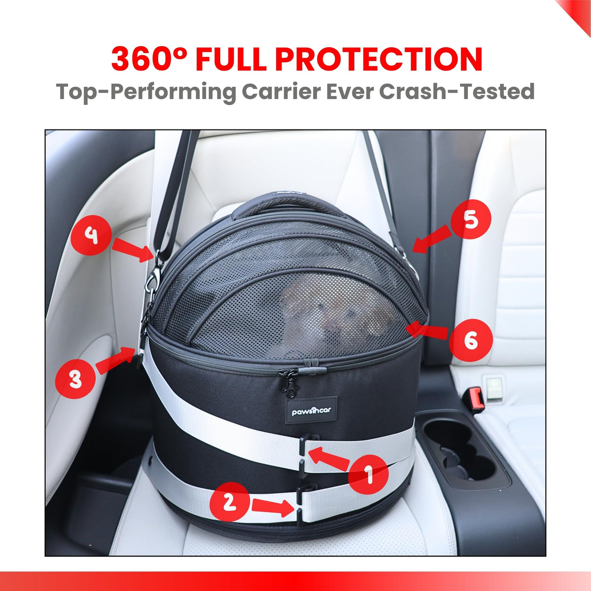 Crash-Tested Portable Small Dog Car Seat for Safe Travel