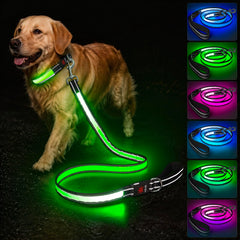 Rechargeable LED Dog Leash with 7 Lighting Modes & Padded Handle